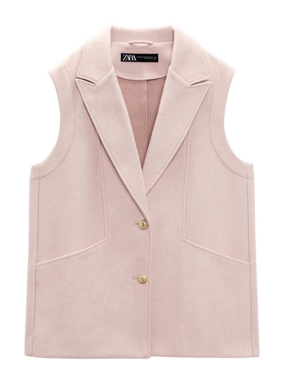 ZARA Blush Oversized Single Breasted Notch Lapel Waistcoat Vest {XS-S}